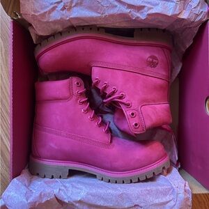 Timberland premium waterproof boot dark pink nubuck